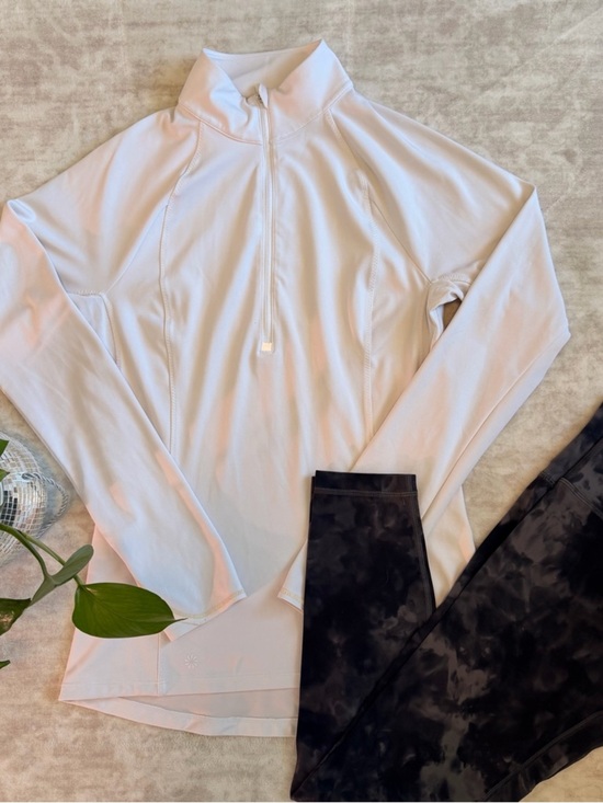 Athleta Tops - Athleta White Quarter Zip Pullover | Long Sleeve Athletic Top | Running Yoga Gym